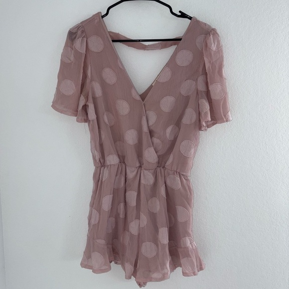 Blush Girly Pink Polka Dot Romper - Picture 3 of 12
